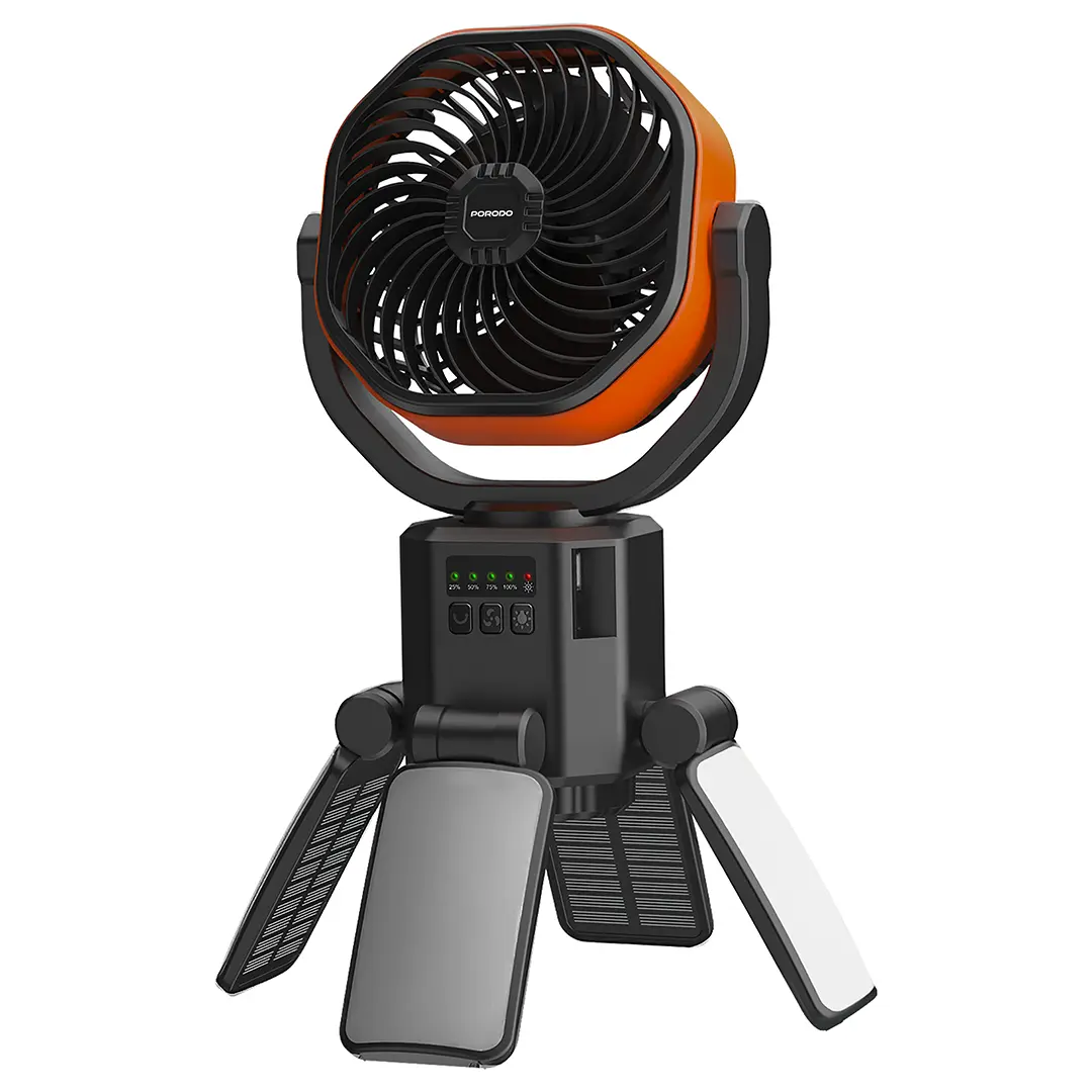 Porodo Lifestyle Suncharge Outdoor Solar Fan - Black & Orange