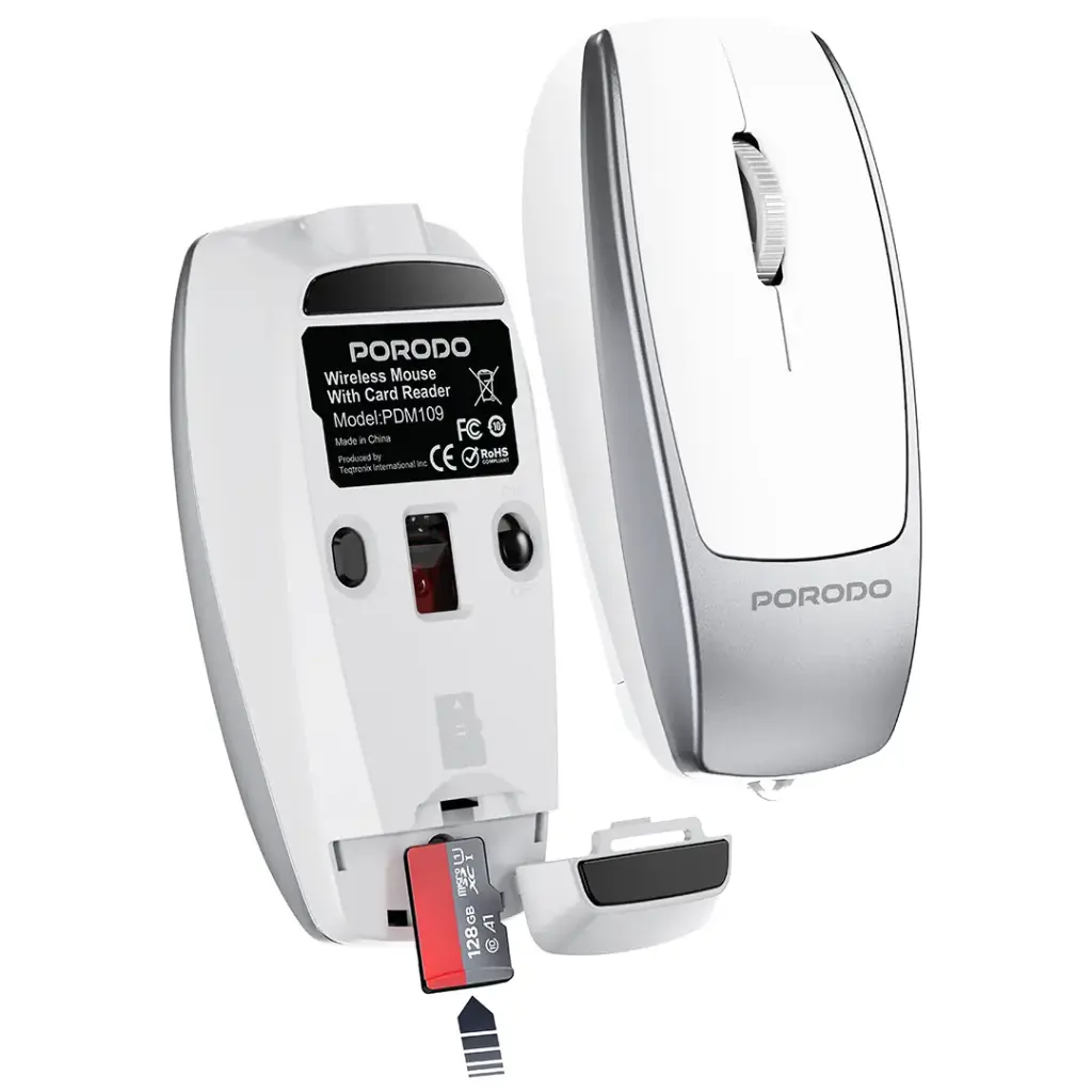 Porodo 1600DPI Wireless Mouse with Card Reader
