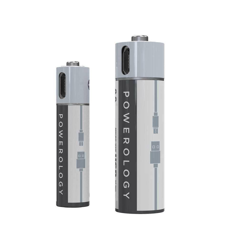 Powerology AAA USB Rechargeable Battery (4pc pack) - Phonology
