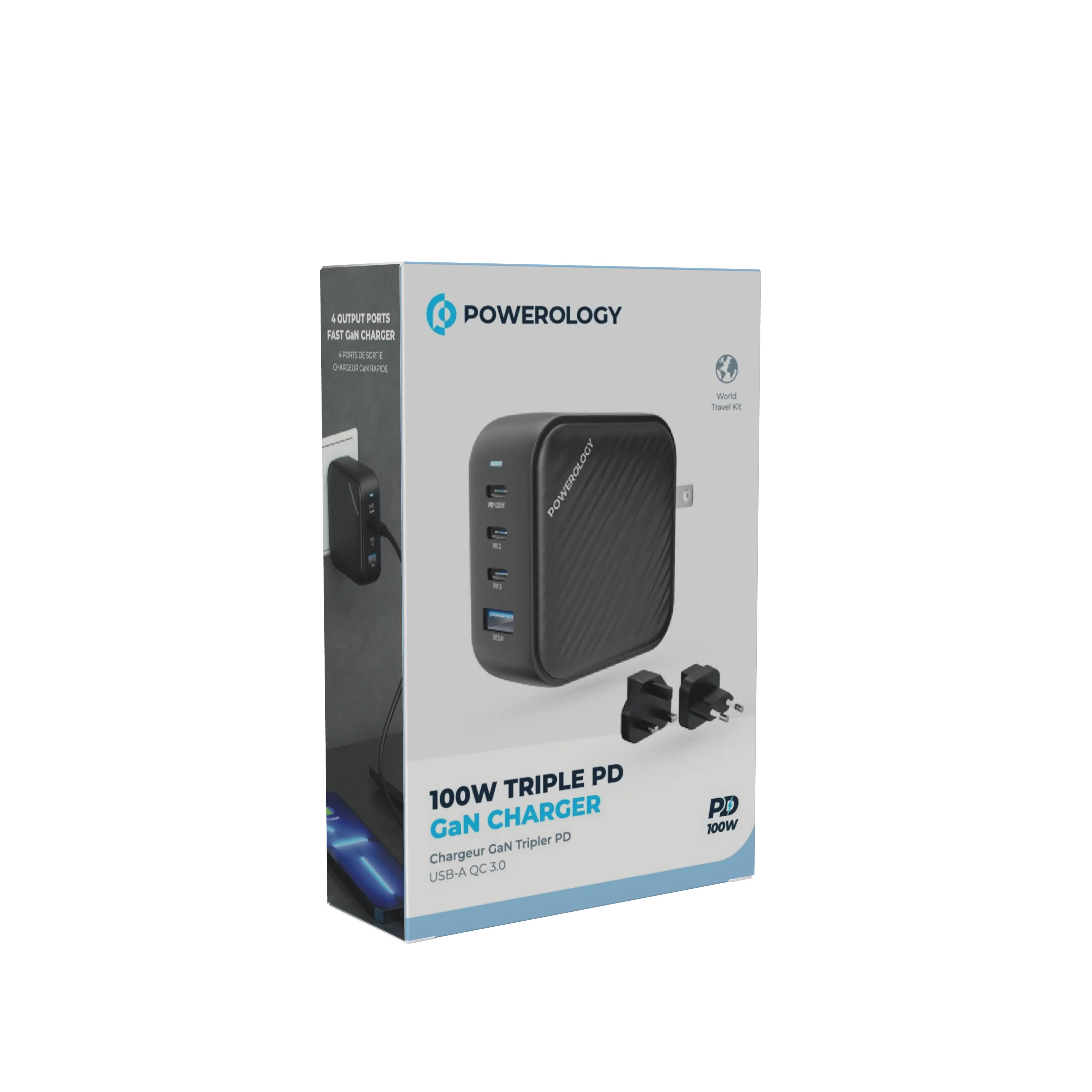 Powerology 100W Triple PD + 1 QC3.0 World Travel Kit