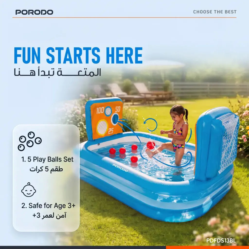 Porodo Lifestyle Goal Splash Football Play Pool - Blue