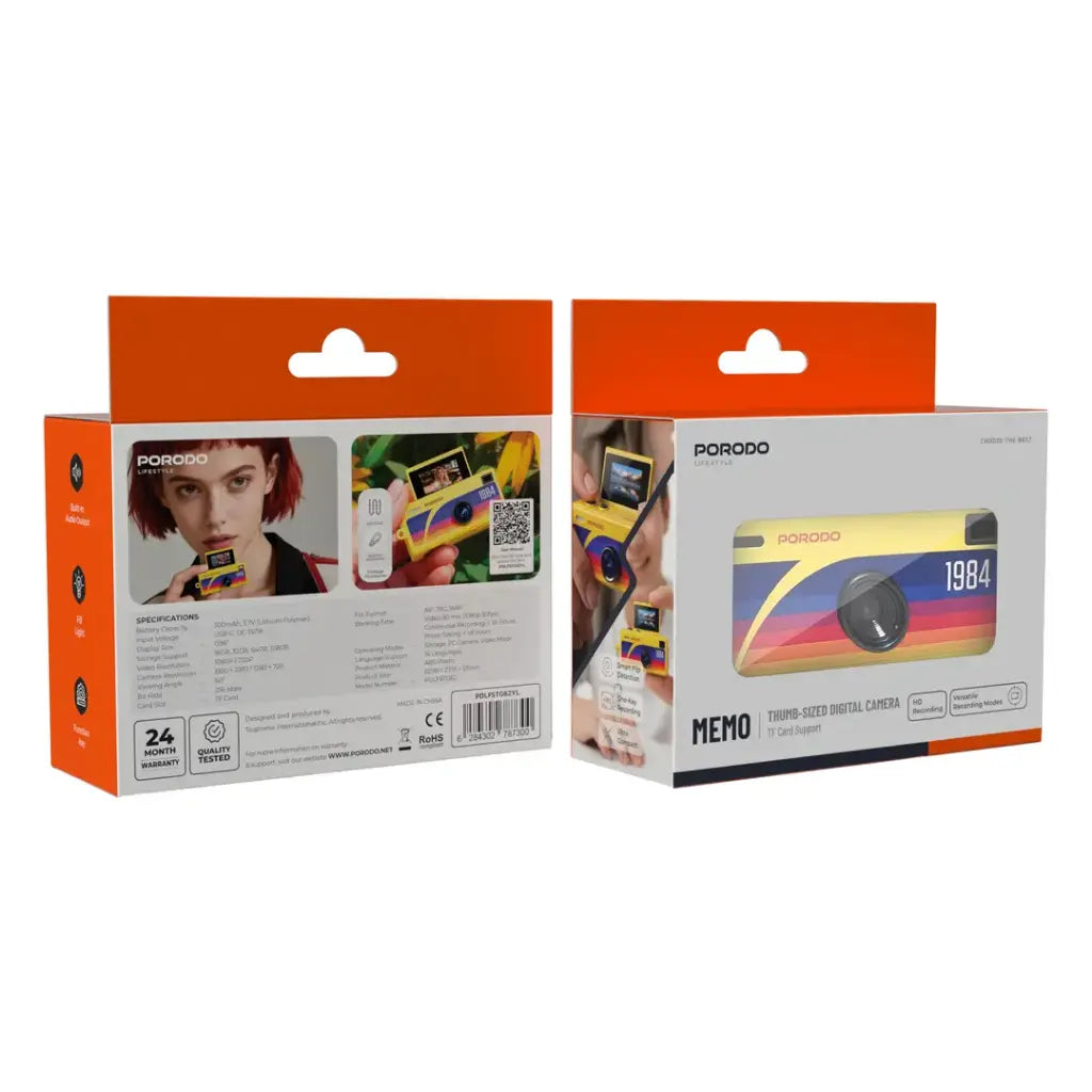 Porodo Lifestyle Memo Thumb-Sized Digital Camera with TF Card Support