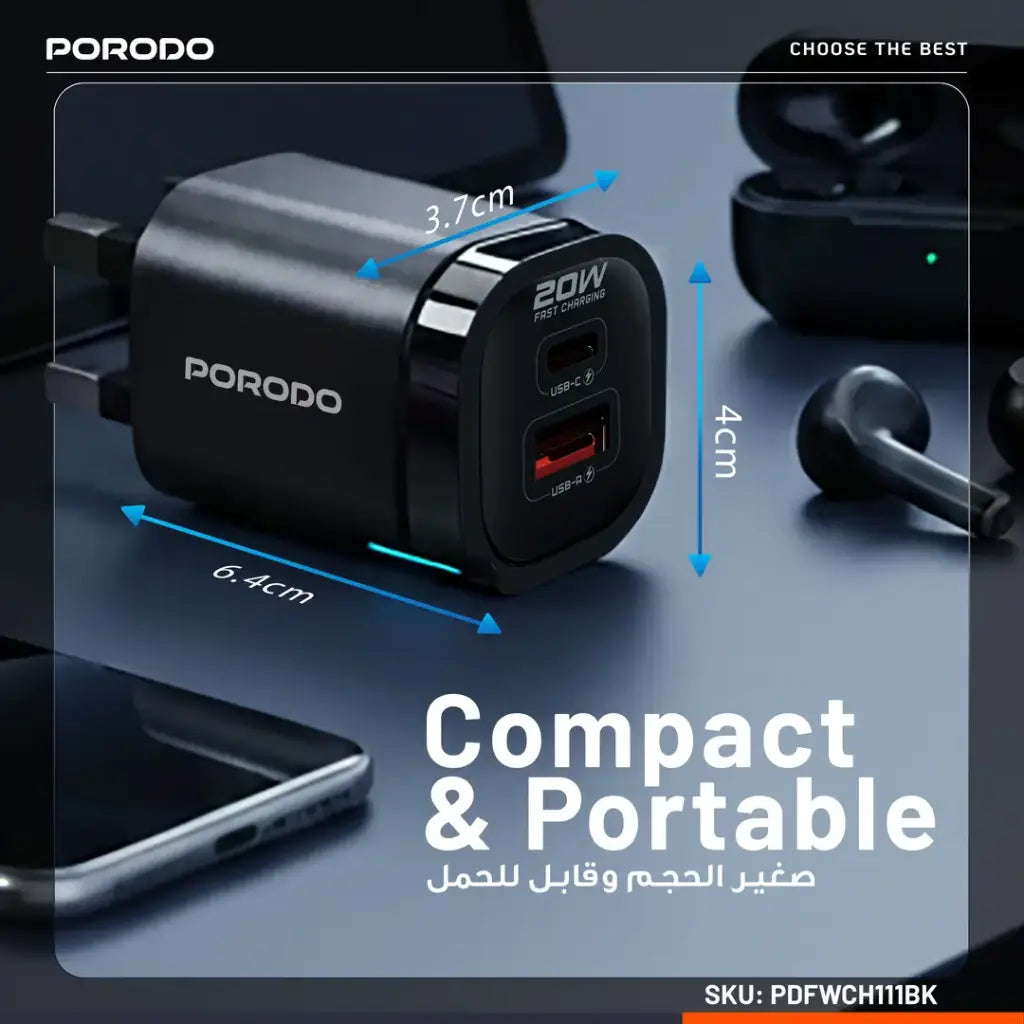 Porodo Tekto Dual USB Wall Adapter