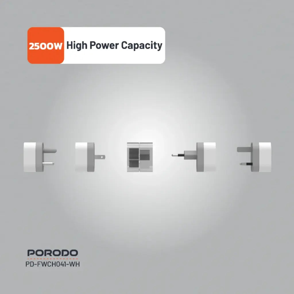 Porodo 150+ Countries Universal AC Adapters - White
