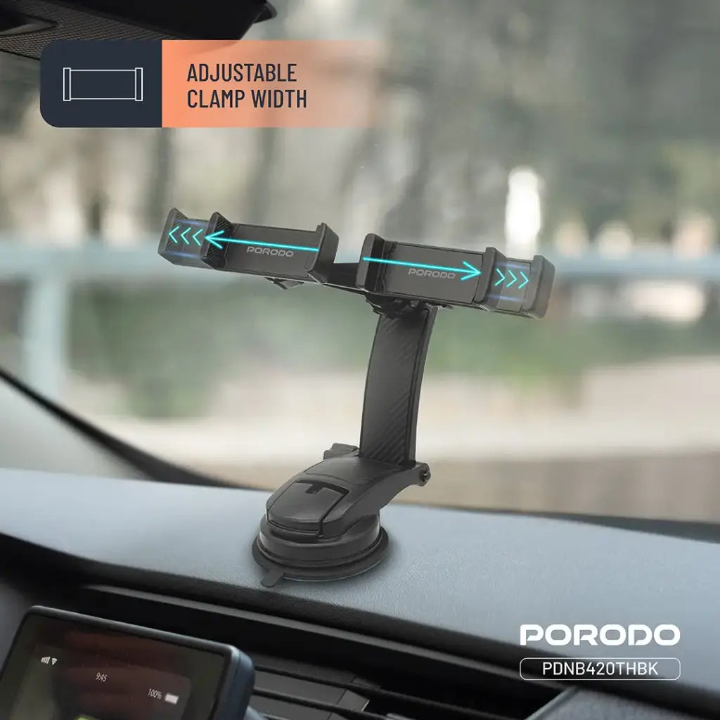 Porodo 360° Rotatable Car Phone Holder - Black
