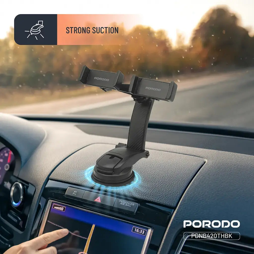 Porodo 360° Rotatable Car Phone Holder - Black