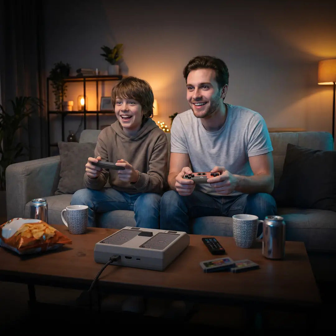 Porodo Gaming Runebox Dual-Hand Video Game Console with Plug-In TF Card Support - White