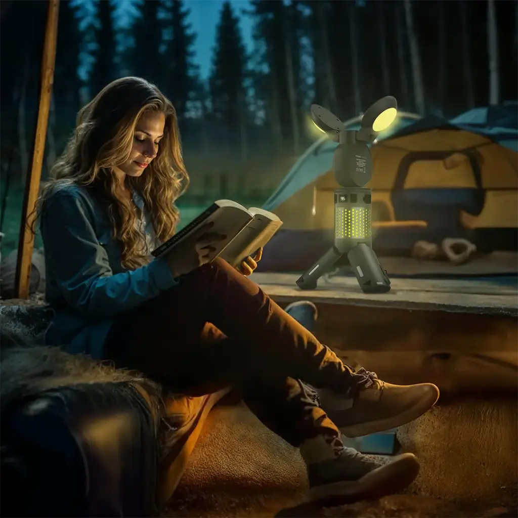 Porodo Lifestyle Foldable Lantern LED Camping Light with Tripod Base & RGB Lighting - Green