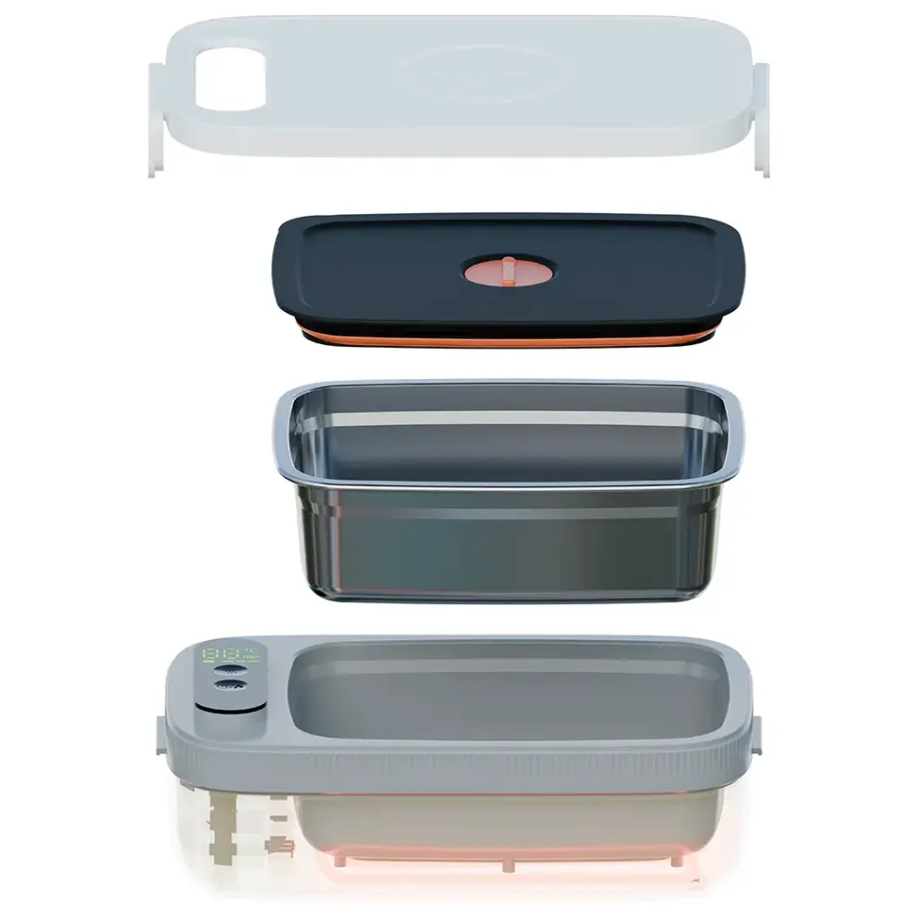 Porodo Lifestyle Heatmate Waterless Electric Lunch Box with Smart Thermostat Control - White