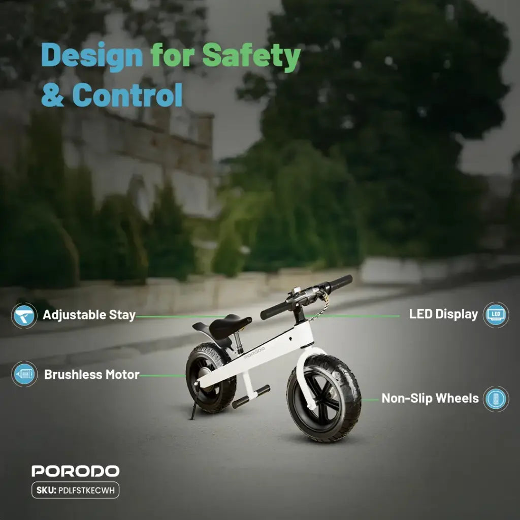 Porodo Lifestyle JoyCruiser Kids Electric Bike - White