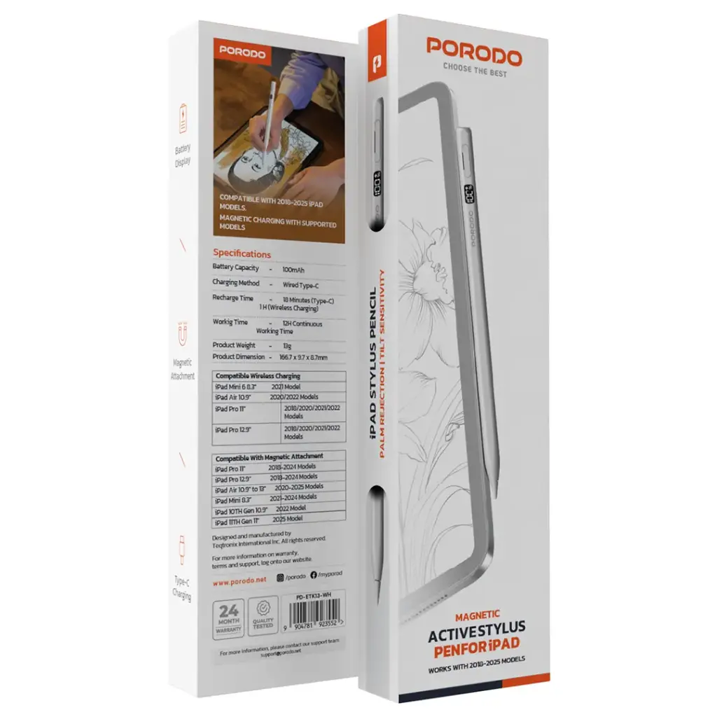 Porodo Magnetic Active Stylus Pen for iPad