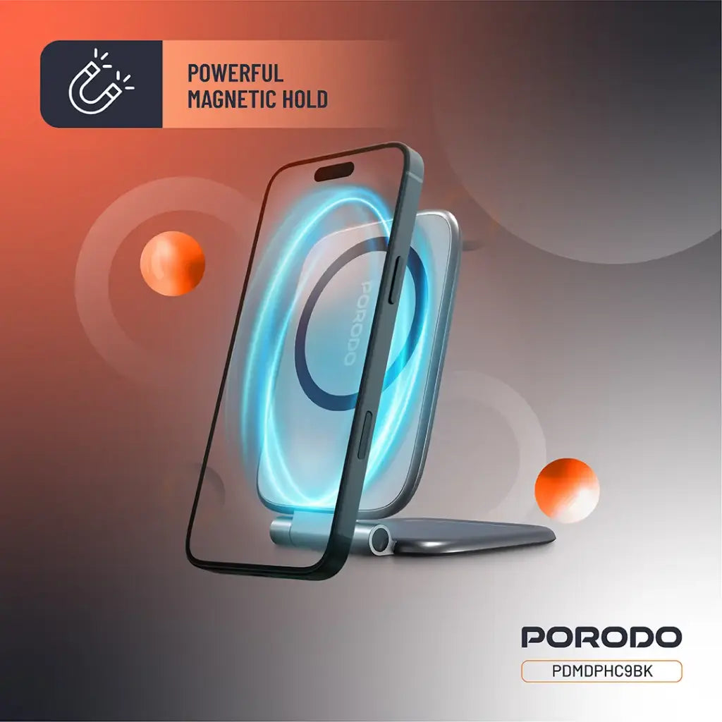 Porodo Magnifold Ultra-Slim Phone Holder - Black