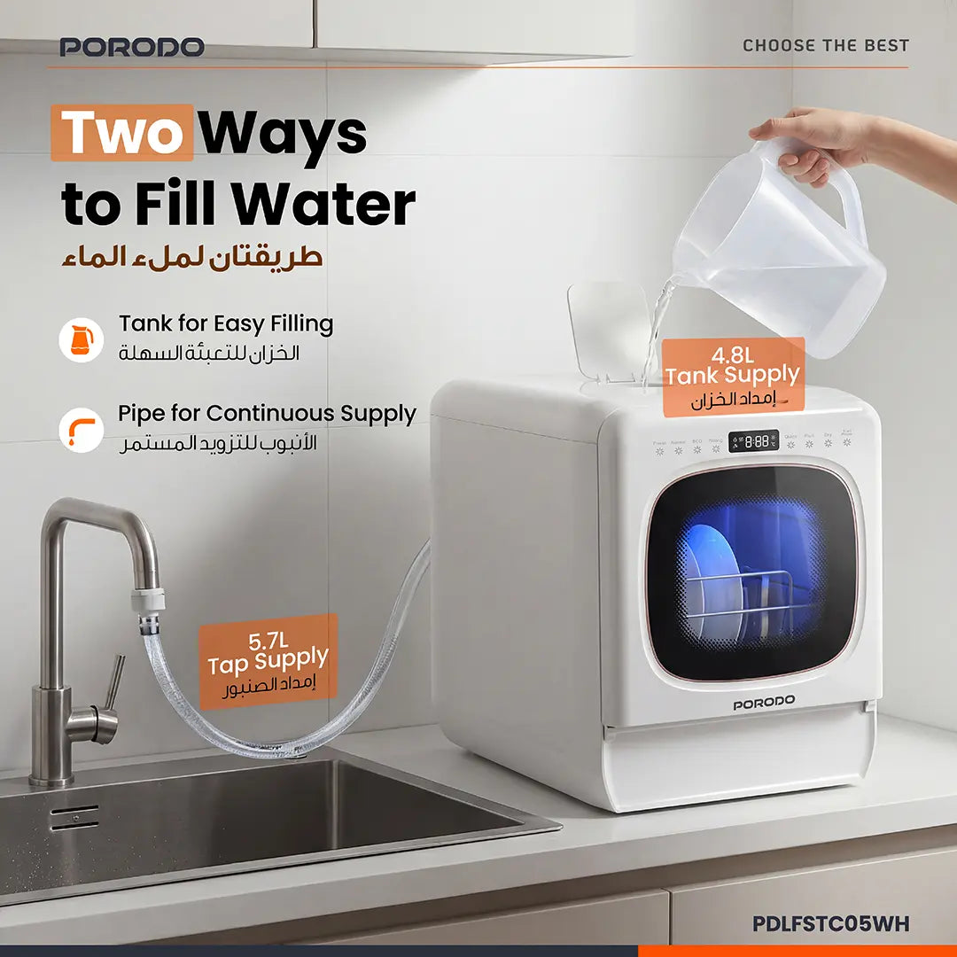 Porodo Lifestyle Safi Countertop Dishwasher - White
