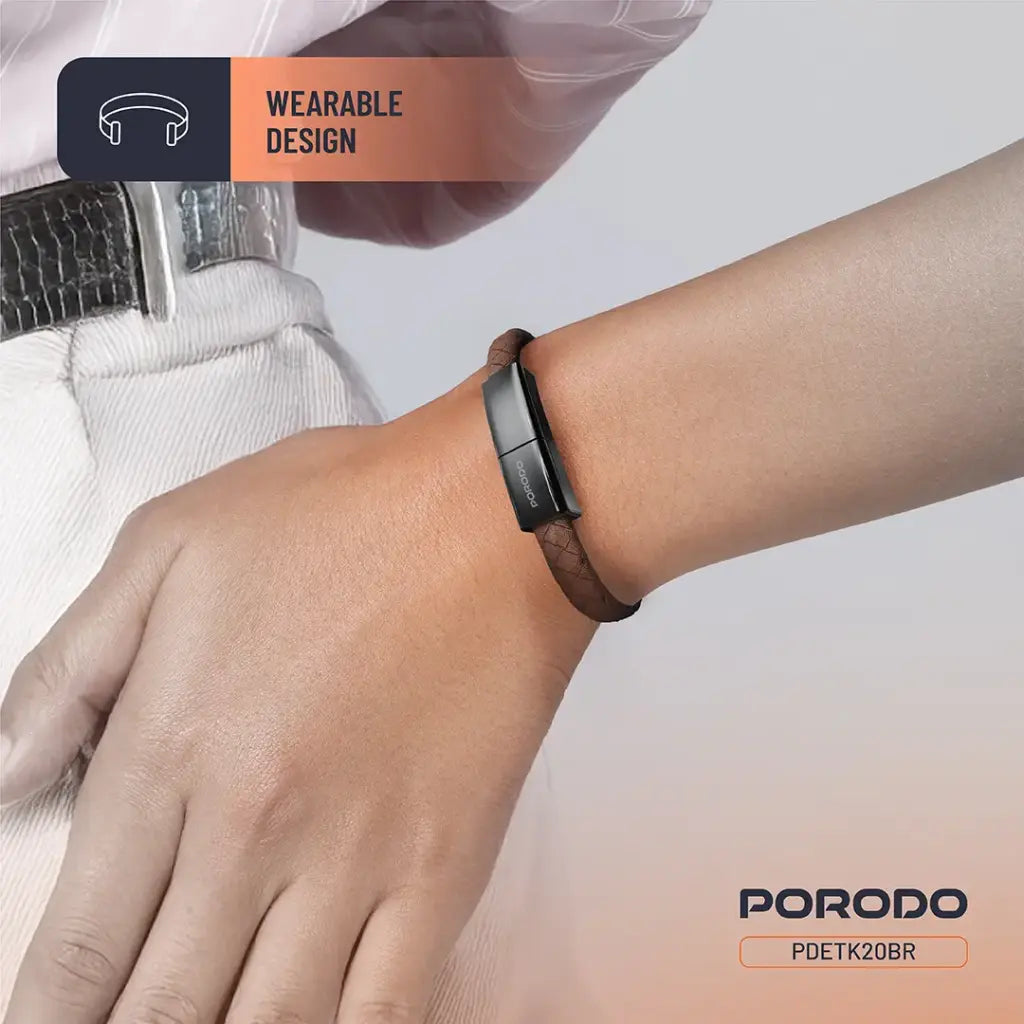 Porodo USB-C to USB-C Wristband Cable Magnetic Steel Clasp