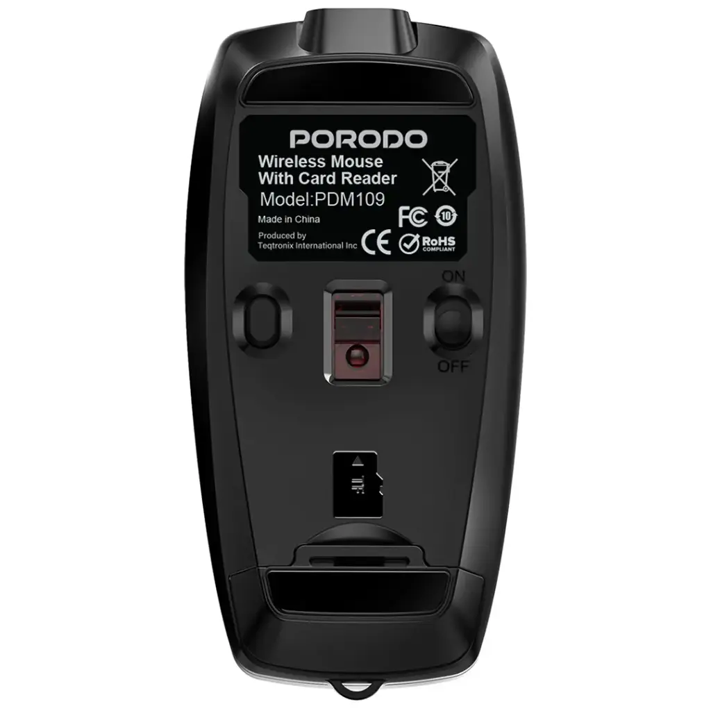 Porodo 1600DPI Wireless Mouse with Card Reader