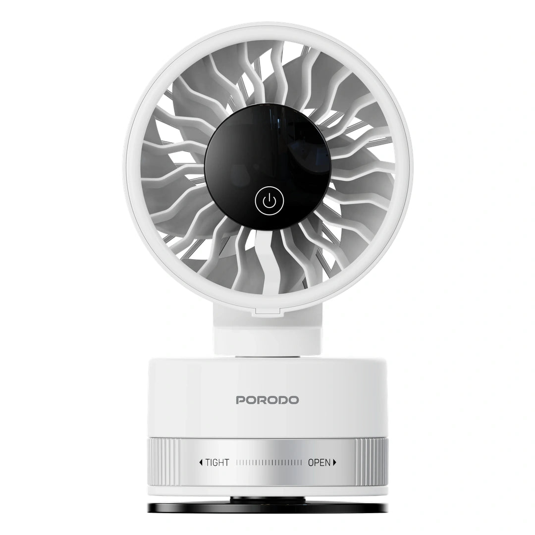 Porodo Chillo Luxe Portable Suction Cup Fan with 4000mAh Rechargeable Battery - White