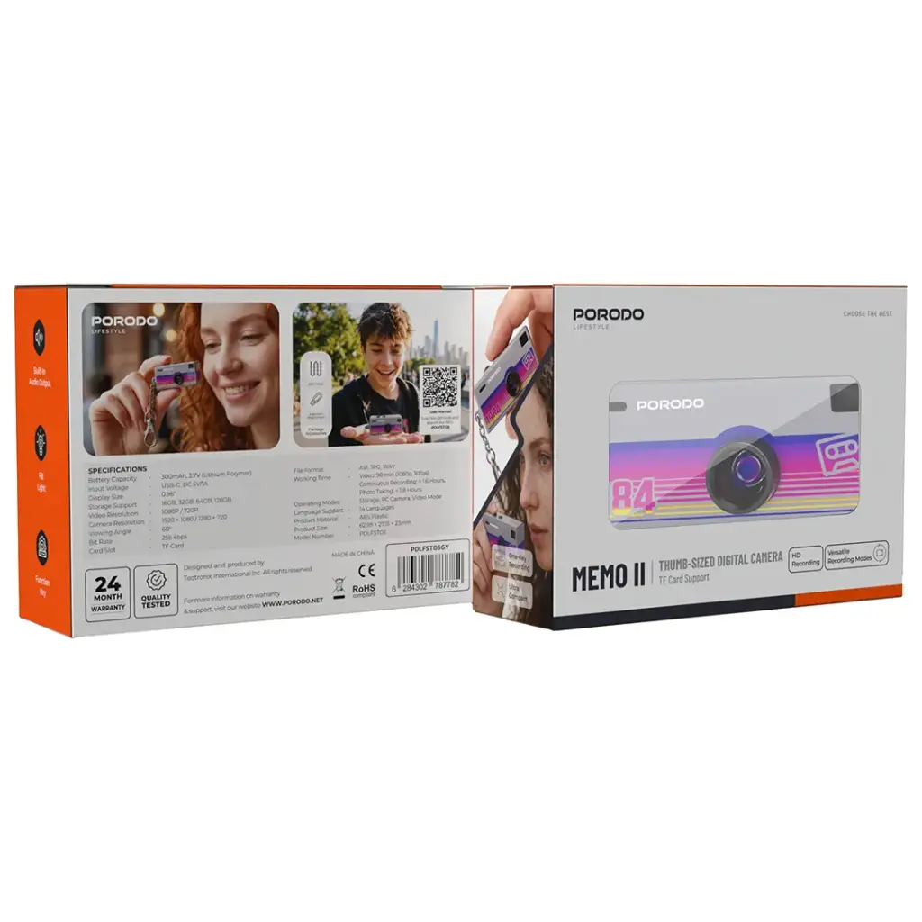 Porodo Lifestyle Memo Thumb-Sized Digital Camera with TF Card Support