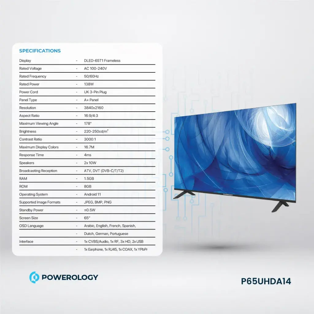 Powerology Android Smart TV 65" - Black