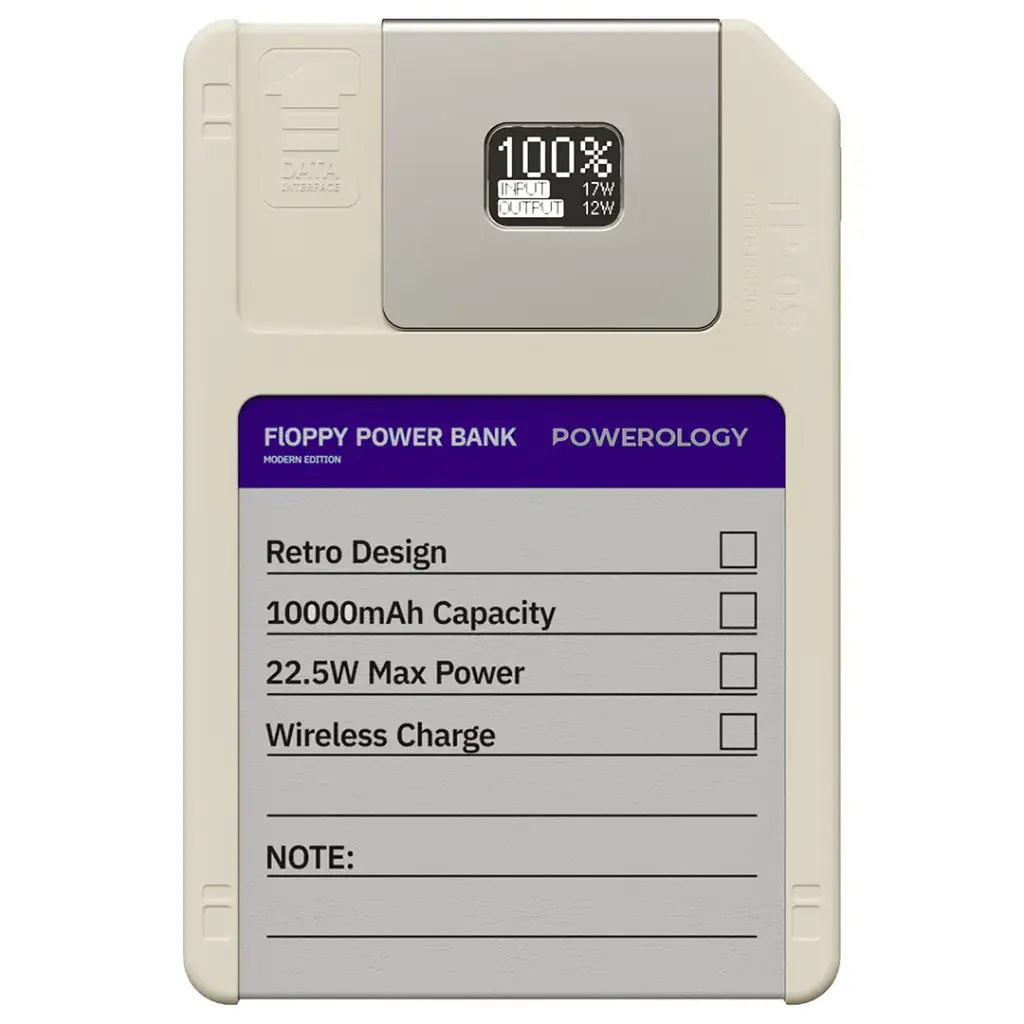 Powerology Floppydisk Retro 10000mAh MagSafe Power bank - White
