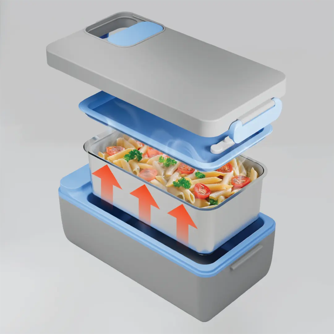 Powerology Lumo Portable Heated Lunch Box - Gray Blue