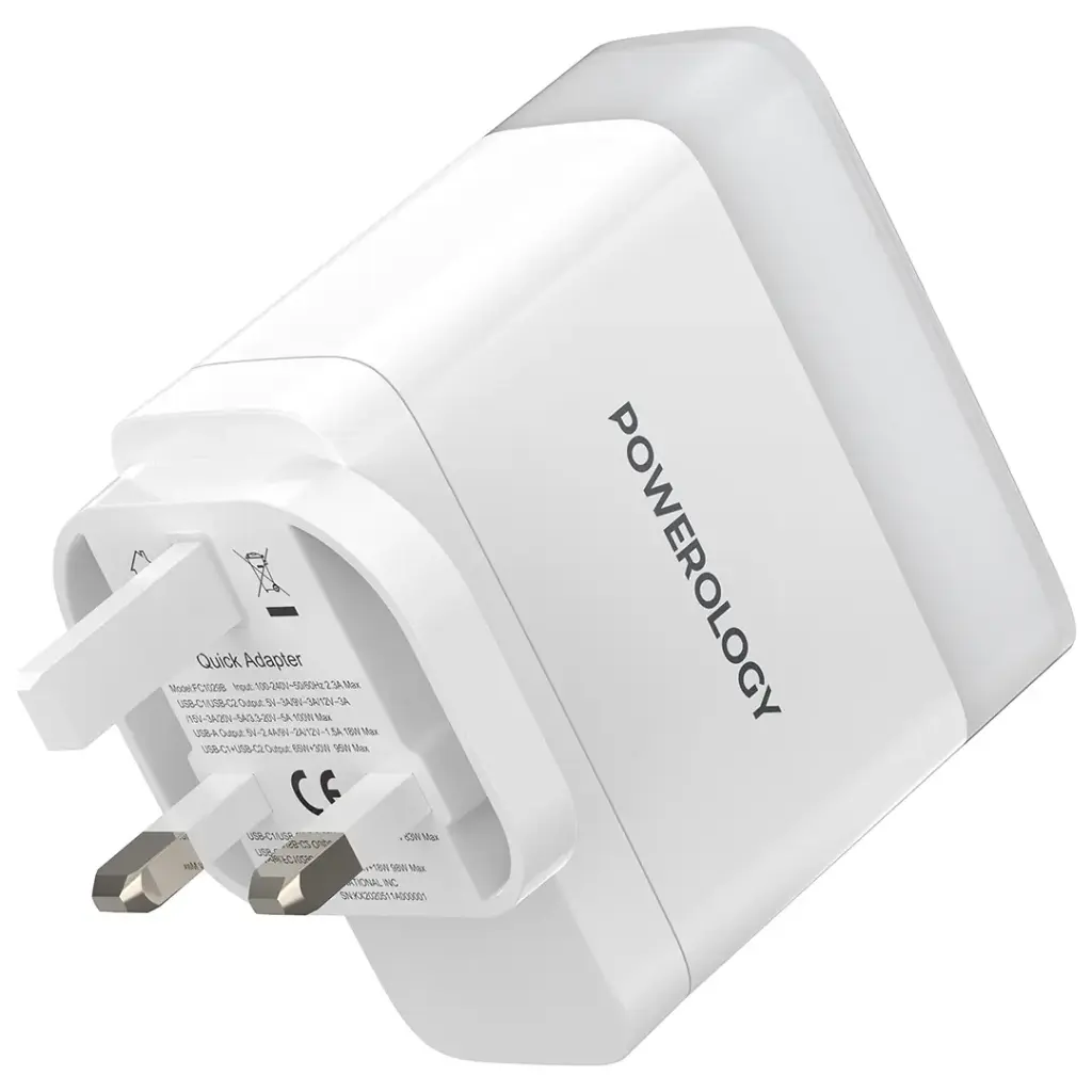 Powerology Lunex Series Fast Charging Adapter PD 100W - White