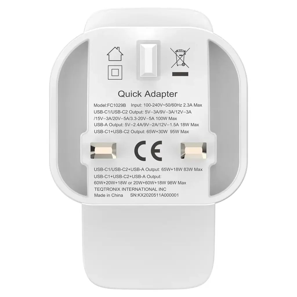 Powerology Lunex Series Fast Charging Adapter PD 100W - White