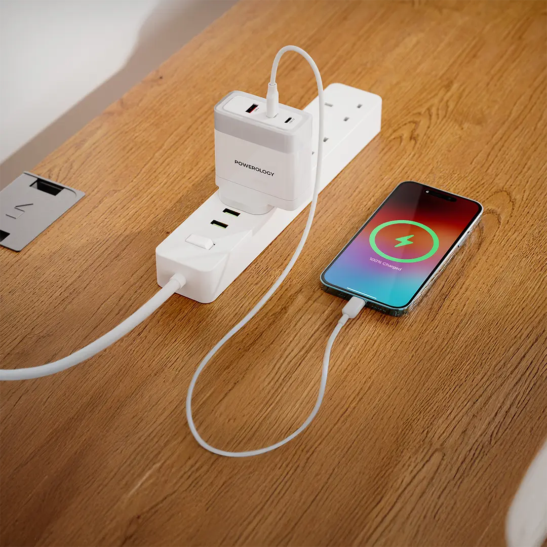 Powerology Lunex Series Fast Charging Adapter PD 100W - White