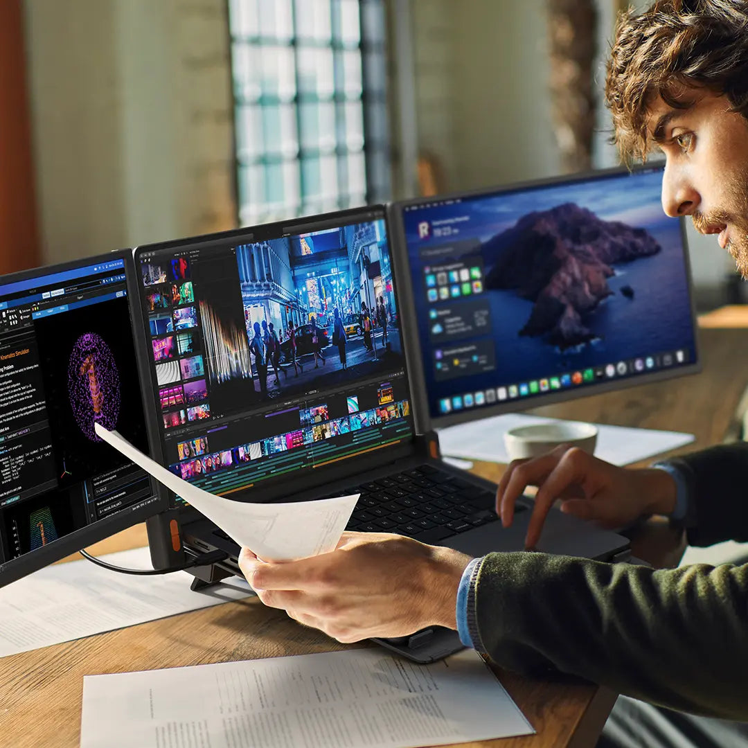 Powerology Portable Dual Screen Monitor - Gray