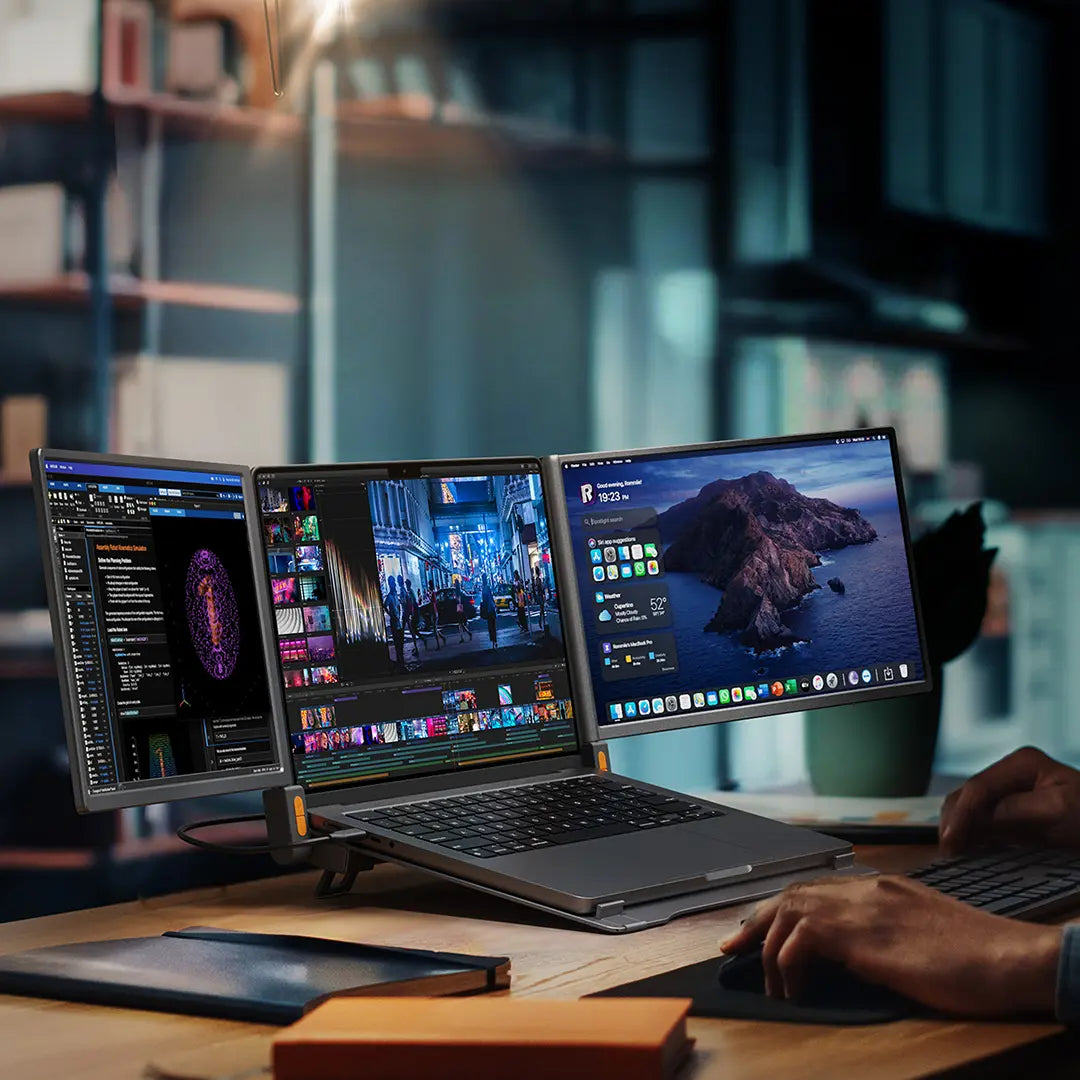 Powerology Portable Dual Screen Monitor - Gray