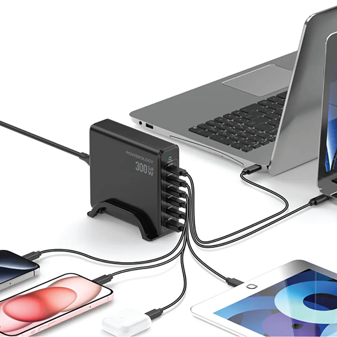 Powerology Volt-X GaN 300W Smart Desktop Charger - Black