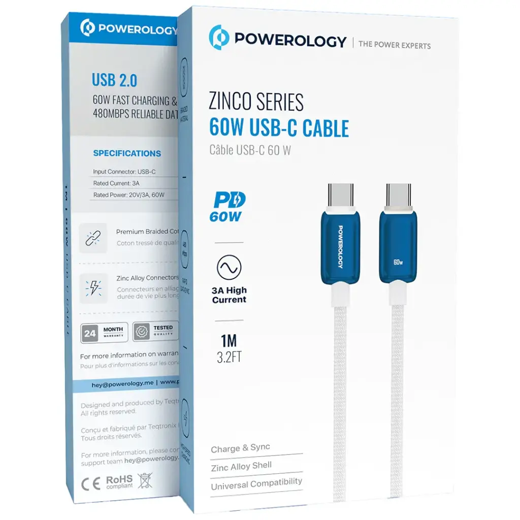 Powerology Zinco Series 60W USB-C Cable
