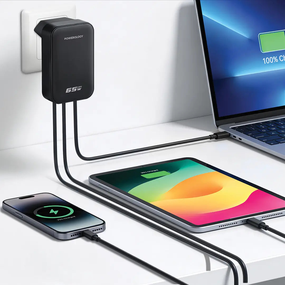 Powerology Crab Foldable EU GaN Charger - Black