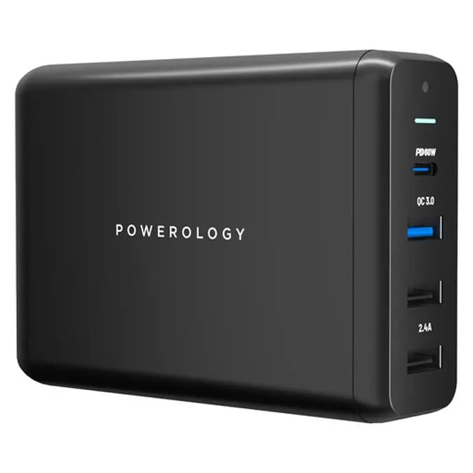 Powerology Power Hub 4 Output 75W Quick Charge Power Terminal 1.5m Power Cable Black [PWCUQC001].webp