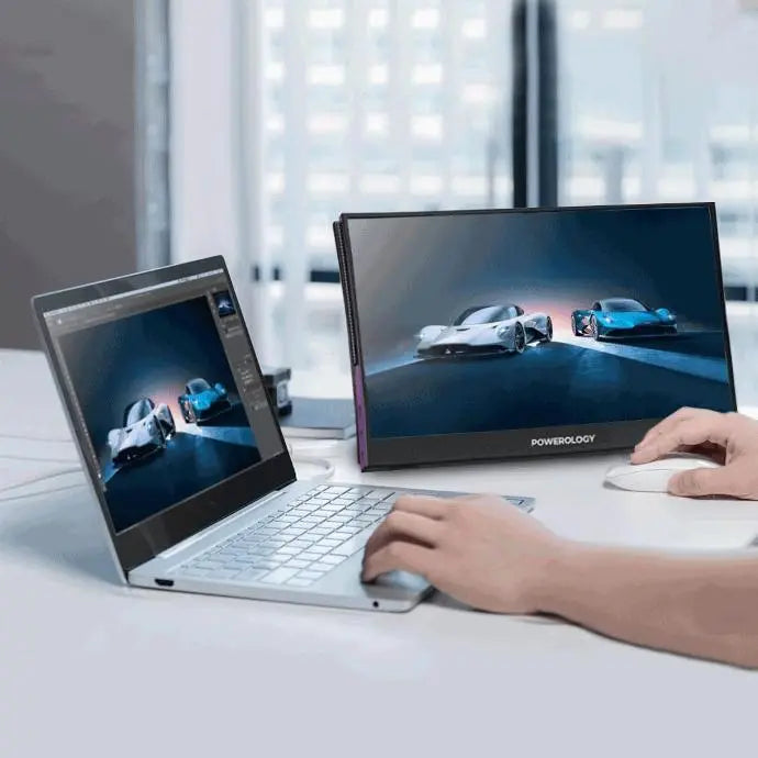 Powerology 15.6-inch Ultra-Slim Full HD Portable Monitor, Black