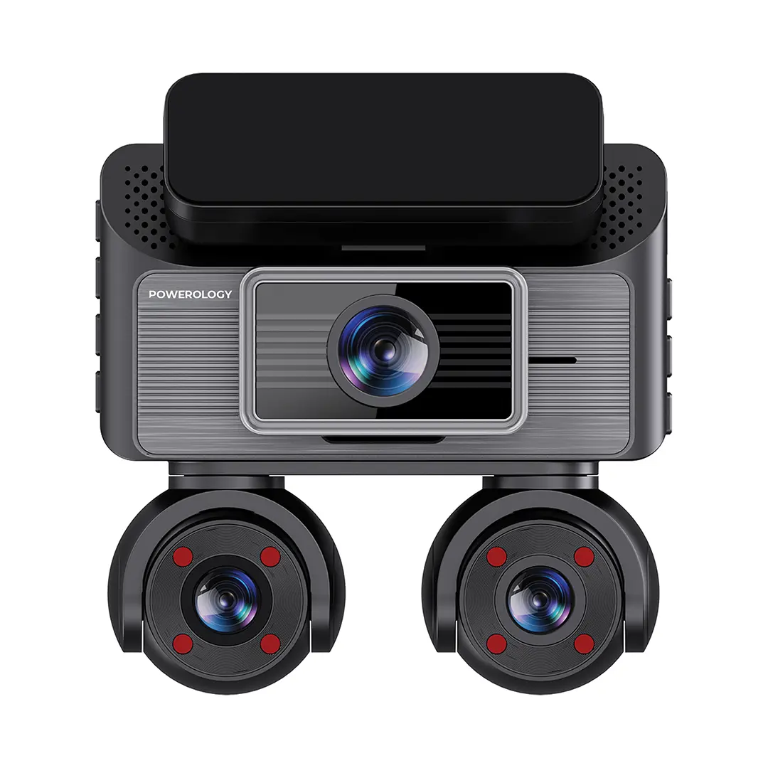Powerology Sentra Dash Camera with 3 Lenses and Rear Camera - Black