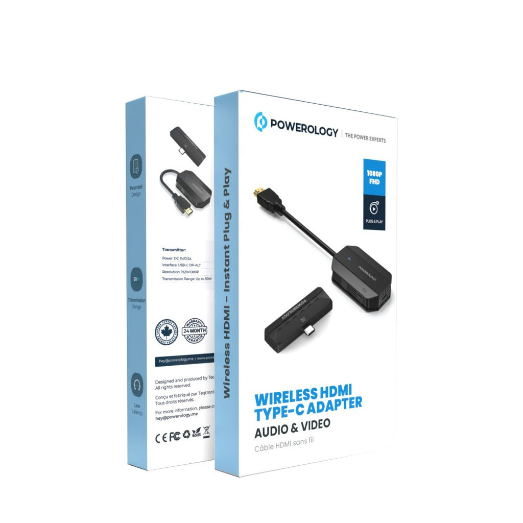 Powerology Wireless HDMI Type-C Adapter Audio & Video – Black