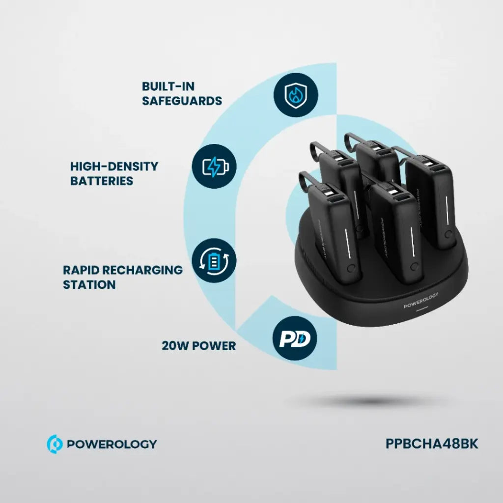 Powerology × 5 10000mAh Power Bank Station