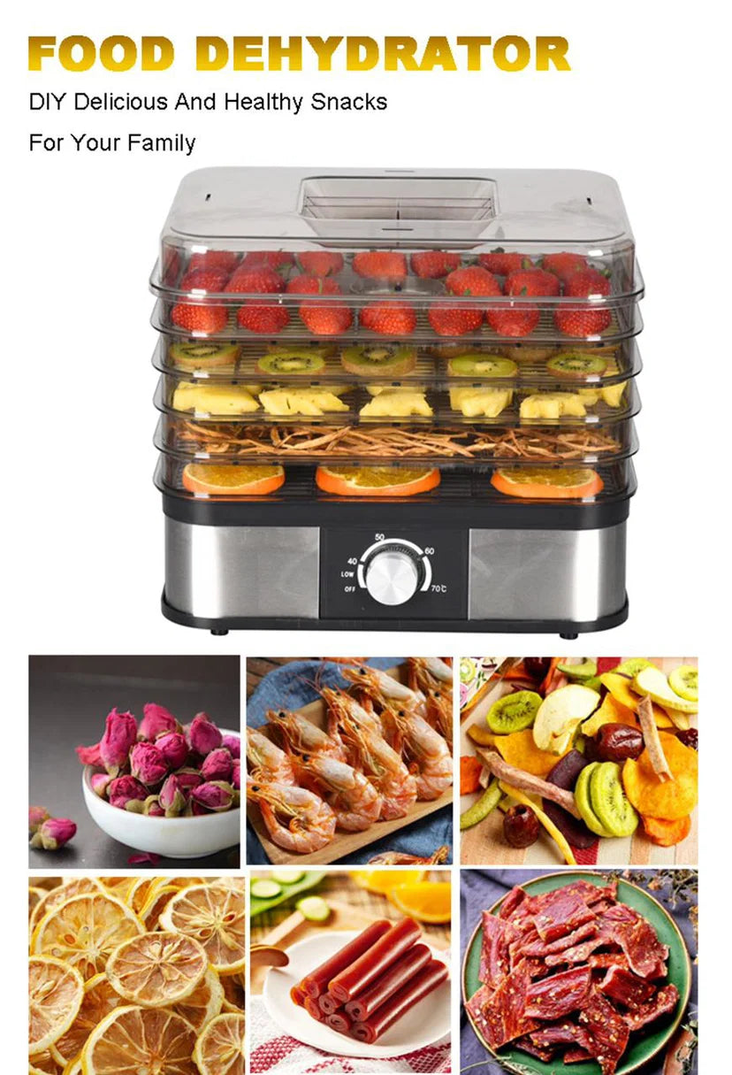 Emerio Dehydrator with Temperature Controller - 5 Tray Stainless Steel Food Dehydrator