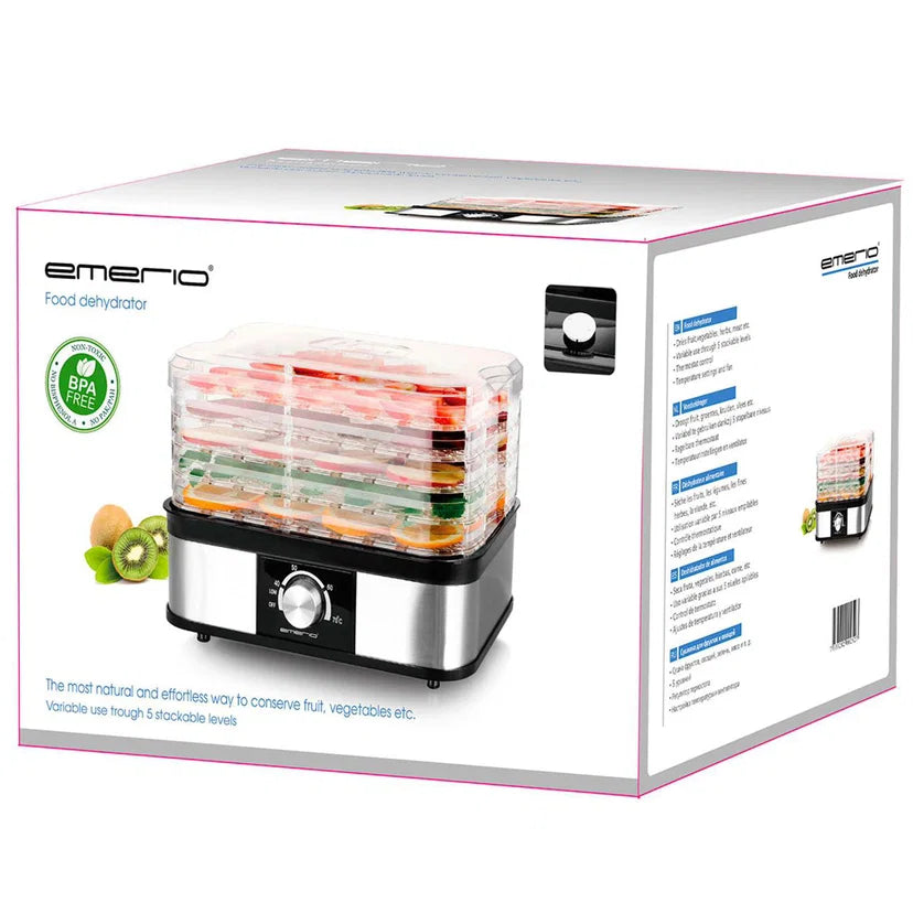 Emerio Dehydrator with Temperature Controller - 5 Tray Stainless Steel Food Dehydrator