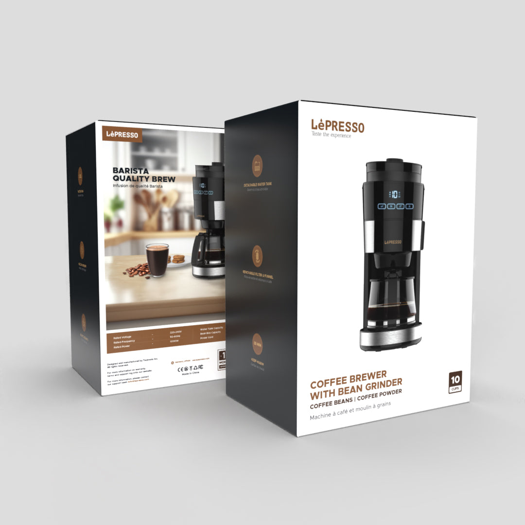 LePresso 1.2L 10 Cup Grinding Coffee Machine with Warming Base BS plug - Black