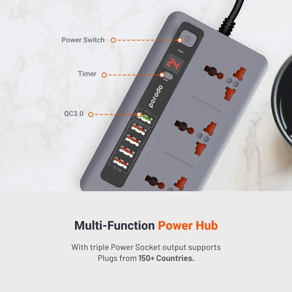 Porodo Fast Charging Power SOCKET & USB HUB - Phonology