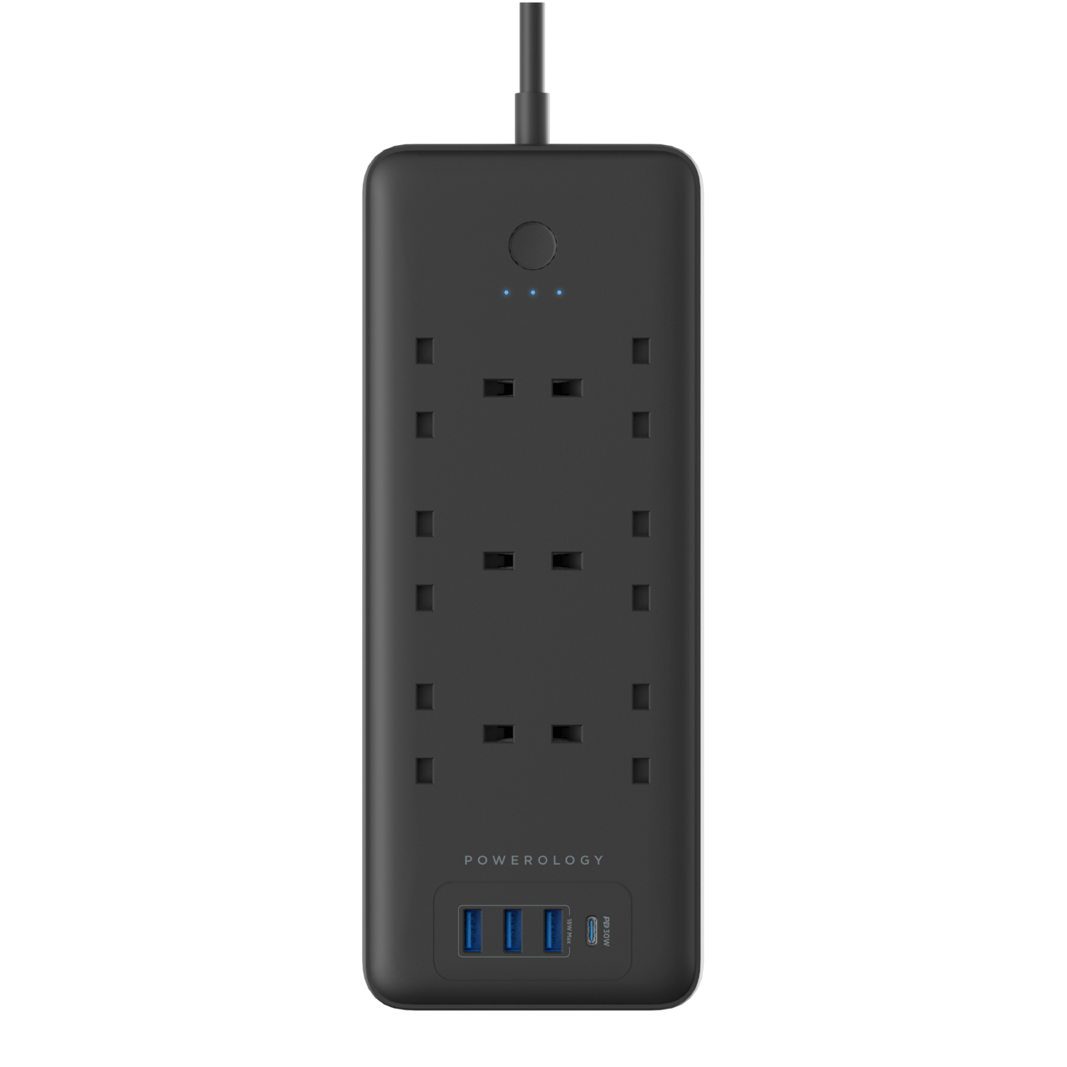 Powerology Multiport Power Extension 3M- Black - Phonology