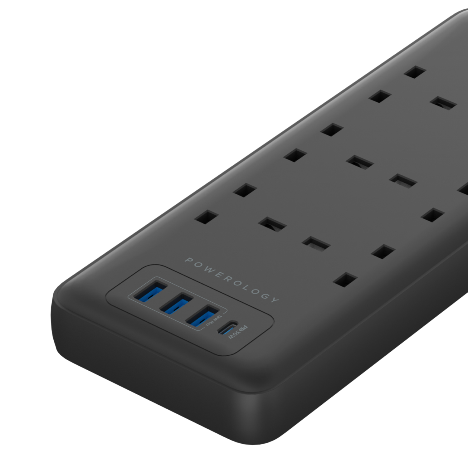 Powerology Multiport Power Extension 3M- Black - Phonology